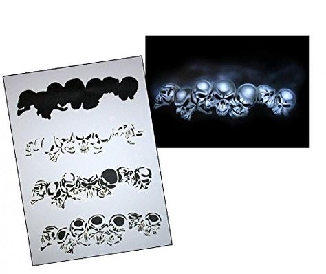 Step by Step Airbrush Stencil Template AS-065 M ca. 5,11 Paper Craft Tools, Skull Stencil, Skull Decal, Plastic Foil, Free Stencils, Stencil Templates, Air Brush Painting, Airbrush Art, Stencil Template