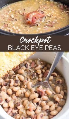 These Crockpot Black Eye Peas are packed with a smokey, savory flavor thanks to the ham hock that simmers for hours with the peas. via @familyfresh Ham Hock Black Eyed Peas, Crock Pot Black Eyed Peas Crockpot, Crockpot Blackeyed Peas Southern, Ham And Black Eyed Peas Soup Recipes, Ham Hocks And Black Eyed Peas, Blacked Eyed Peas Crock Pot, Slow Cooker Black Eyed Peas And Ham, Crockpot Blackeyed Peas With Ham Hock, Ham And Black Eyed Peas Crock Pot