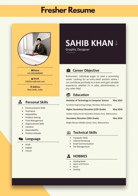 Resume Format for Freshers | Pattern of Resume for Freshers Cv Format For Freshers, Resume For Freshers, Fresher Resume, Bio Data For Marriage, Resume Format For Freshers, Senior Secondary School, Cv Format, Education In India, Business Inspiration Quotes