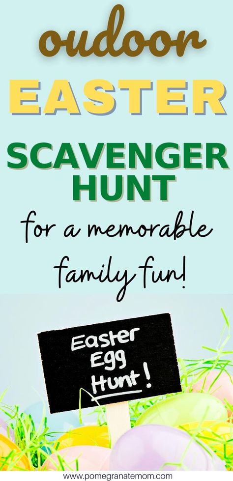 Practical tips on how to set up an Easter Scavenger hunt for kids outdoor. Easter scavenger clues for kids that will get them thinking and feeling challenged. Have your kids solve these super fun outdoor Easter scavenger hunt riddles as clues. via @pomegranatemom Diy Easter Games, Easter Egg Scavenger Hunt Clues, Outdoor Scavenger Hunt Clues, Easter Scavenger Hunt Clues, Egg Hunt Clues, Easter Egg Scavenger Hunt, Easter Egg Hunt Clues, Easter Treasure Hunt, Scavenger Hunt Riddles