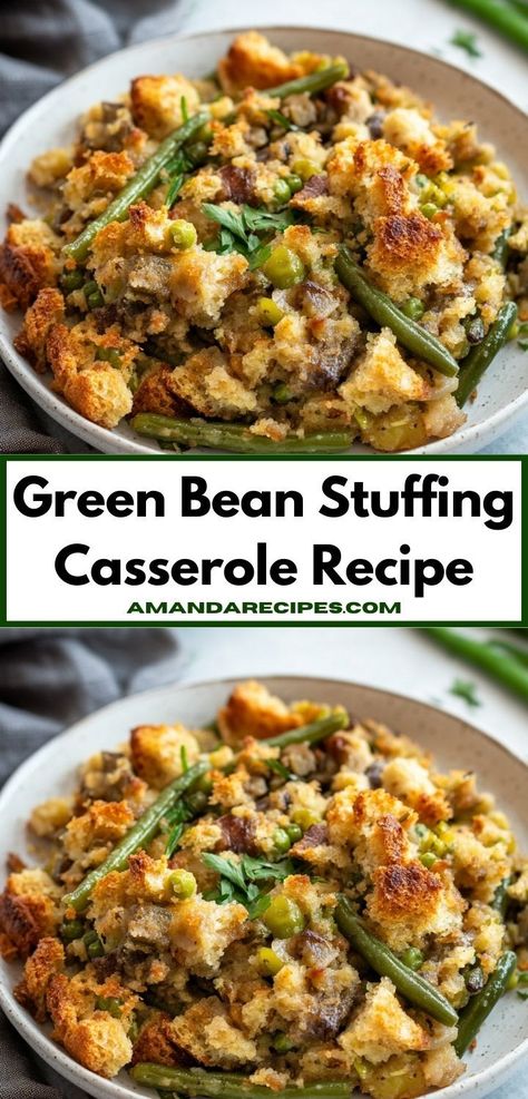 Need a simple yet tasty side? Discover the Green Bean Stuffing Casserole Recipe, which blends fresh green beans with a rich, creamy sauce. This family-friendly dish is ideal for busy weeknights and festive occasions alike. Green Bean Stuffing Casserole, Simple Green Bean Casserole Recipe, Creamy Green Beans, Delicious Green Beans, Homemade Green Bean Casserole, Baked Green Beans, Green Bean Casserole Easy, Holiday Side Dish, Greenbean Casserole Recipe