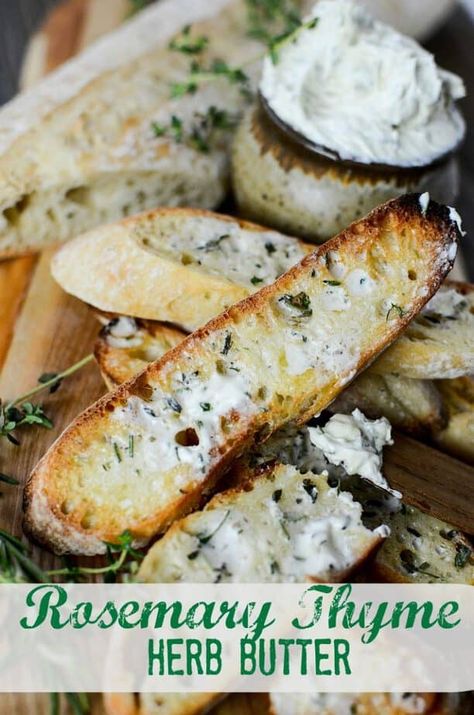 Tallow Recipes, Flavored Butter Recipes, Butter Recipes Homemade, Herb Butter Recipe, Compound Butter Recipe, Fresh Herb Recipes, Thyme Herb, Rosemary Recipes, Butter Board