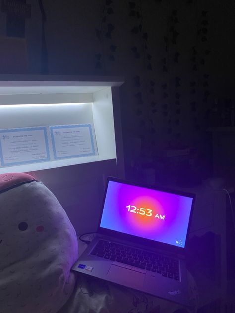 digital clock . laptop . aesthetic . preppy . ombre . count down . late night . up late studying . study sesh . study session Up Late Aesthetic, Staying Up Late Aesthetic, Late Nights Studying Aesthetic, Late Night Laptop Aesthetic, Study With Laptop At Night, Night Time Study Aesthetic, Late Night Studying Aesthetic Motivation, Staying Up Late, Digital Clocks