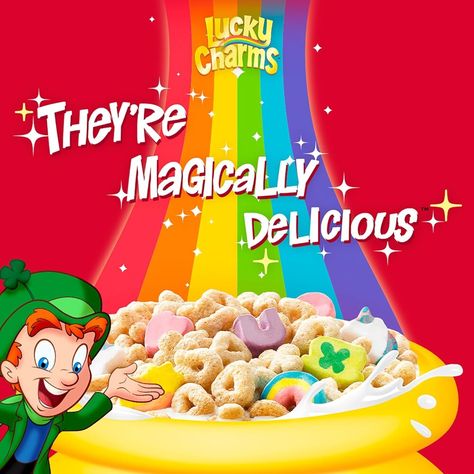 Somewhere over a rainbow in a magical forest lives a clever, playful and mischievous leprechaun named Lucky. His father was a wise man and knew it was Lucky’s destiny to bring magic to your world. He placed eight magical charms in Lucky’s hands to protect him on his journey and told Lucky to respect their magical powers. As his legend grew, children everywhere coveted Lucky’s magical charms starting hundreds of hide and seek games. Today, Lucky continues to outwit and outsmart your kids, losing and discovering his magical charms, always with children hot on his heels. Salty Trail Mix Recipes, Marshmallow Cereal, Kids Cereal, Gluten Free Cereal, Lucky Charms Cereal, Trail Mix Recipes, Whole Grain Cereals, Cereal Milk, Granola Cereal