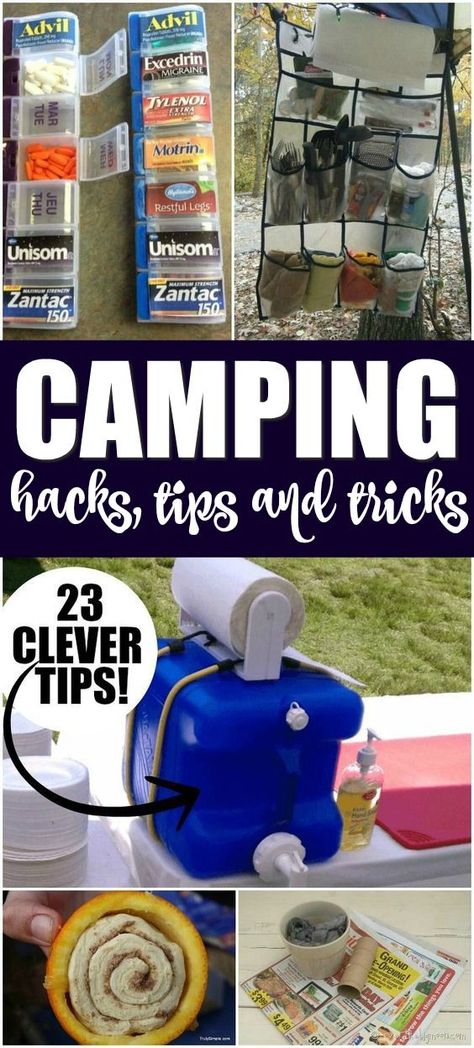 These cool camping ideas include hacks, tips and tricks that will save you time, money and frustration Camping can be so much fun, but it can also be a lot of work.  But with a little pre-planning — and these camping hacks, tips, tricks and insider tips — you can be a happy camper.  From an emergency toilet, to a headlamp lantern hack, to storing medicine while camping to how to make campfire orange rolls, there is a little bit of everything included to make your camping experience even better. Camping Hacks With Kids, Cool Camping Ideas, Astuces Camping-car, Camping Bedarf, Chuck Box, Hacks And Tricks, Camping Diy, Summer Boat, Camper Hacks