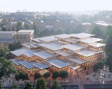 Big University, Big Architecture, Village Architecture, Big Architects, Village Design, Brick Pathway, Canopy Architecture, Student Center, Bjarke Ingels