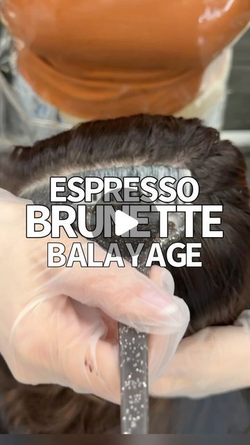 Adina Pignatare | BALAYAGE | HAIR VIDEOS | EDUCATOR on Instagram: "Espresso Brunette ☕️ but, the reverse balayage way I used @lorealpro #diarichesse 3N with 9 Volume. I applied it to her roots first. Then I applied the same color & alternated pull throughs- this will help keep dimension. I glossed her with #dialight 8.18 & 8N with 9 volume. I love played with existing dimension in the hair. By adding in dark the old color looks brand new. No lightener needed to mimic a balayage here! #lorealprous #lorealpro #lorealproambassador #espressohair #darkbrownhair #brunettebalayage @lorealpro @lorealpro_education_us #lowmaintenancehair #dimensionalbrunette" Diy Balayage At Home Step By Step, Balyage Brunette, Espresso Brunette, Balayage Hair Videos, Bayalage Brunette, Balayage Before And After, Espresso Hair Color, Reverse Balayage, Dimensional Brunette