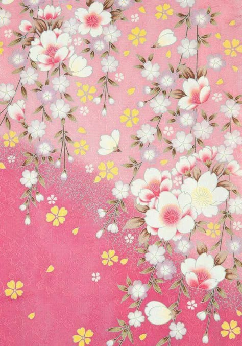 Japanese pattern. Traditional kimono design. Pink sakura or cherry blossom flowers. Cherry Blossom Kimono, Unique Swimwear, Kimono Design, Theme Background, Kimono Pattern, Ethnic Art, Japanese Flowers, Japanese Textiles, Japanese Patterns