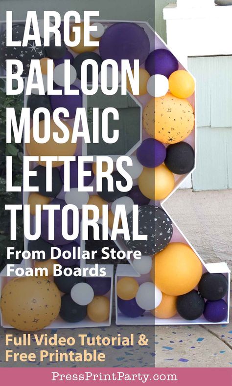 Letter Filled With Balloons, Diy Mosaic Numbers Balloons, Marquis Letters With Balloons, Diy Balloon Letter Frame, Diy Mosaic Numbers, Mosaic Letters Diy, Mosaic Letters Balloons, Balloon Letters Diy, Balloon Mosaic Letters