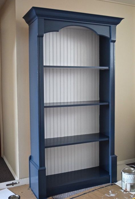 Painted Bookcase, Bookcase Makeover, Bookshelf Makeover, Blue Bookcase, Painting Bookcase, Painted Bookshelves, Bookcase Diy, Diy Furniture Renovation, Furniture Rehab