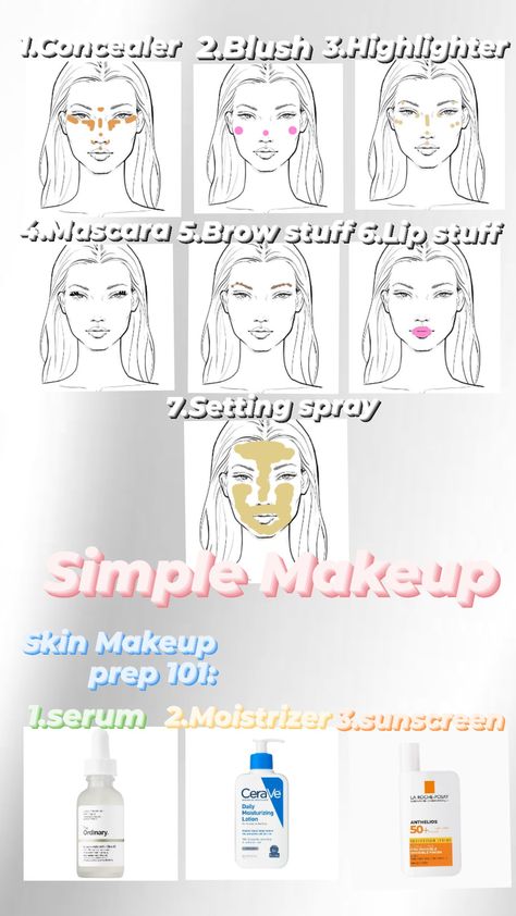 Simple Makeup Looks Fair Skin, Everyday Minimal Makeup, Simple Summer Makeup Natural Looks, Minimalist Makeup Routine, Simple Makeup Routine, Makeup Routine Guide, Easy Everyday Makeup, Quick Makeup Routine, Fast Makeup