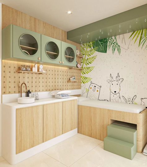 Cute Pediatrician Office, Pediatric Consultation Room, Pediatrician Clinic Interior Design, Kids Clinic Interior Design, Pedia Clinic Interior Design, Clinic Room Design, Small Clinic Interior Design, Pediatric Clinic Design Interiors, Pediatric Office Design