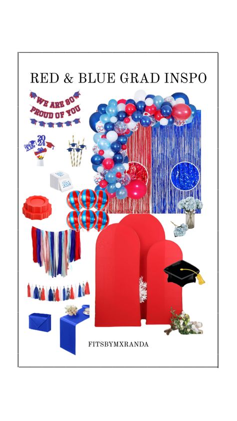 BLUE & RED GRAD PARTY INSPO | LTK IN BIO #decor #party #partyinspo Red And Blue Graduation Party, Red Grad Party, Grad Party Inspo, Blue Graduation Party, Blue Graduation, Graduation Party Ideas, High School Graduation Party, Party Inspo, Graduation Decorations