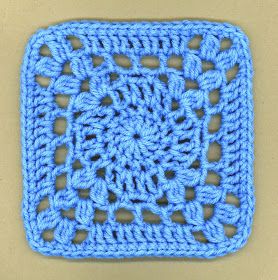 ~ my little blue house ~: ~ "I'm so blue" square ~ Sunburst Granny Square, Crochet Blocks, Crochet Granny Square, Blue Crochet, Crochet Square Patterns, Granny Squares Pattern, Granny Square Crochet Pattern, Square Patterns, Crochet Square