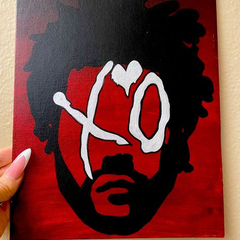 Hand Painted Abel Tesfaye The Weeknd Art Weeknd Canvas Paintings, The Weeknd Acrylic Painting, The Weekend Painting Ideas, The Weeknd Painting Ideas, 12x12 Canvas Painting Ideas, Album Cover Paintings On Canvas Easy, The Weeknd Gift Ideas, The Weeknd Design, Xo Painting