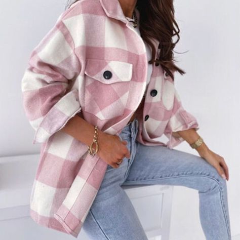 Plaid Winter Jacket, Plaid Outerwear, Winter Plaid, Plaid Shirts, Plaid Outfits, Women Office, Coat Patterns, Long Sleeves Coats, Fall Coat