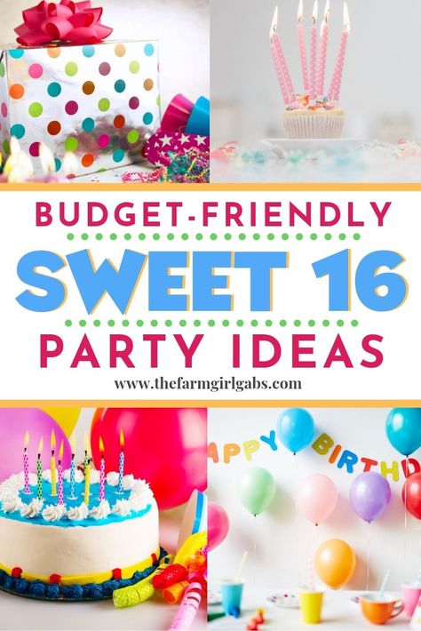 Great tips and ideas on how to plan a budget-friendly sweet 16 party. These sweet 16 birthday party ideas will go easy on your wallet and big on fun for the kids. These fun party ideas will help you create the best birthday celebration for your daughter. #birthdayparty #sweet16party #budgetfriendlyparty #sweet16partyideas #birthdaypartyideas Ideas For Sweet 16 Birthday Party, Simple Sweet 16 Party Ideas, 16 Party Ideas, Sweet 16 Party Ideas, Fun Party Ideas, Sweet 16 Party Decorations, Sweet 16 Party, Sweet 16 Cakes, 16 Cake