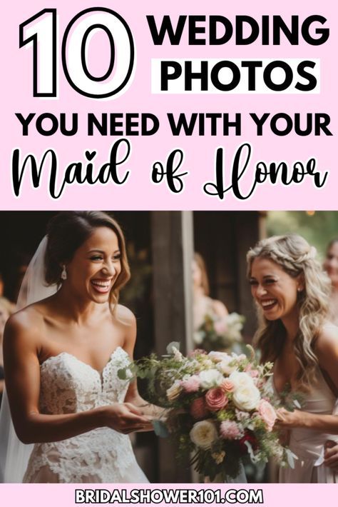 10 Wedding Photos You Need With Your Maid of Honor Maid Of Honor And Bride Photoshoot, Maid Of Honor Bride Photos, Maid Of Honor And Bride Photos, Bride And Moh Poses, Maid Of Honor Pictures With Bride, Maid Of Honor Photo Ideas, Bride And Maid Of Honor Pictures, Maid Of Honor Photos, Rehearsal Dinner Hair