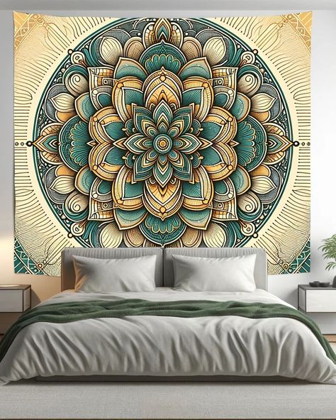 Golden Floral Indian Mandala Tapestry Psychedelic Wall Hanging Boho Decor Golden Floral Indian Mandala Tapestry Psychedelic Wall Hanging Boho Decor Elevate your living space with our India Mandala Tapestry Wall Hanging. This beautiful piece of Boho Decor will add a touch of elegance to your home, coffee shop, office, or any space you choose. With its vibrant design, it's more than just a tapestry; it's a work of art Size: Small - 150x 150cm (60x60 inches), Medium- 200 x 200cm (80x80 inches),... Coffee Shop Office, Hanging Boho Decor, Home Coffee Shop, Mandala Tapestries Wall Hangings, Secret Room, Indian Mandala, Wall Hanging Boho, Mandala Tapestry, Secret Rooms