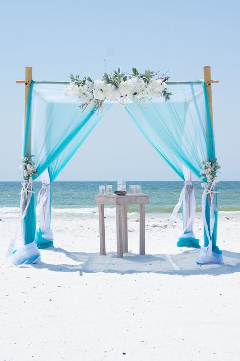 Arbors Wedding, Beach Wedding Arbors, Blue Beach Wedding, Beach Wedding White, Beach Wedding Decorations Reception, Wedding Setup, Beach Wedding Bridesmaids, Dream Beach Wedding, Tiffany Blue Wedding