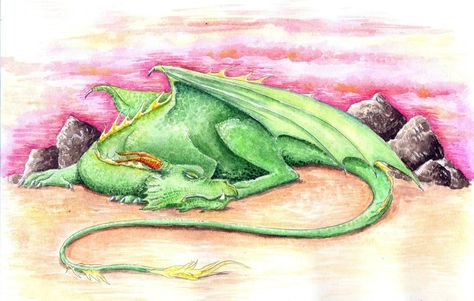 sleeping dragon by FasterHarderWesker on DeviantArt Sleeping Dragon Illustration, Sleeping Dragon Art, Dragon Sleeping Drawing, Sleeping Dragon Drawing, Dragon Laying Down, Sleeping Dragon Tattoo, Curled Up Dragon, Dragon Sleeping, Plush Dragon