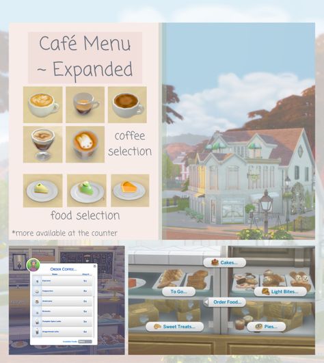 sims 4 cc ✨ Sims 4 Cafe Cc, Sims 4 Free Patreon Cc, Sims 4 Cafe, Sims 4 Cas Mods, Sims Packs, Drinks Machine, Tumblr Sims 4, Casas The Sims 4, How To Order Coffee