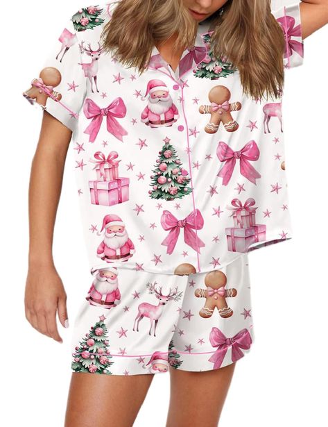 PRICES MAY VARY. Material: This Christmas Day cute lounge sets are made of polyester. Soft, breathable, lightweight, skinny, stretchy, bring a comfortable wearing experience. Feature: Fun two piece pjs sets for women, Christmas nutcracker lounge sets, Christmas pjs sets for teen girls, christmas 2 piece lounge set women, 2 piece silk stain pjs sets, floral lounge set for women, long sleeve y2k pajama set, silk two piece pajama set for women, fall winter shirts shorts sets. Occasion: Y2k sweet lo Y2k Sleepwear, Christmas Pajama Shorts, Cute Lounge Sets, Cute Christmas Pajamas, Satin Pajama Set, Cute Pajama Sets, Coquette Pink, Satin Pajama, Lingerie Party