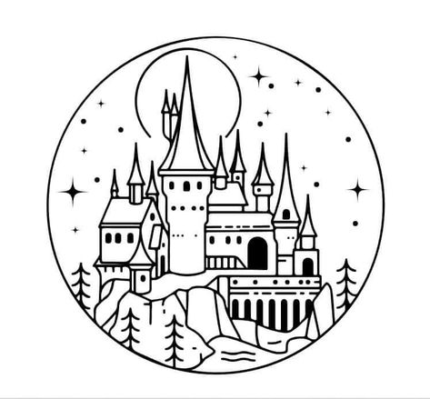 Sublimation image Castle Drawing Ideas, Hogwarts Castle Drawing, Castle Drawing Easy, Draw A Castle, Harry Potter Drawings Easy, Harry Potter Castle, Dog Design Art, Castle Svg, Harry Potter Svg