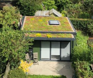 DIY Sedum Log Store Roof - Green Roofs Naturally | Otley Eco Roof, Green Roof Garden, Sedum Roof, Green Roofs, Roof Extension, Living Roofs, Roof Installation, Pergola With Roof, Garden Studio