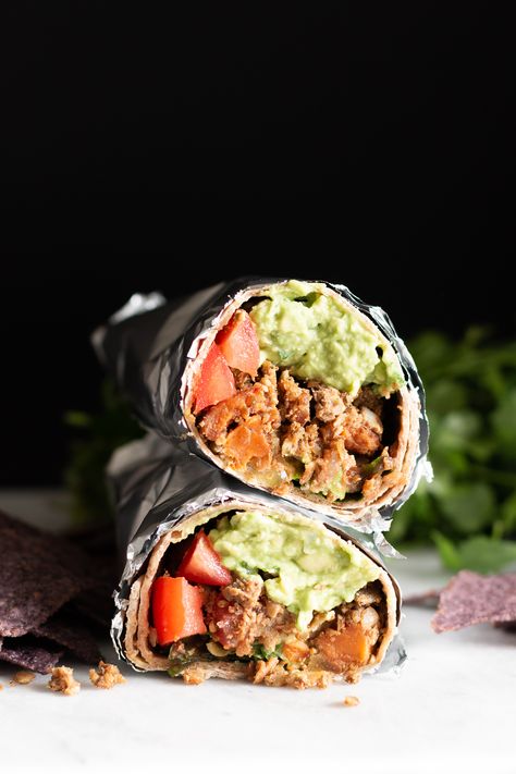 Loaded Lentil Burritos Lentil Burrito, Lentil Breakfast, Lentil Chicken, Burrito Recipes, Vegan Meal Ideas, Sauteed Peppers And Onions, Lentil Tacos, Viral Recipes, Sauteed Peppers