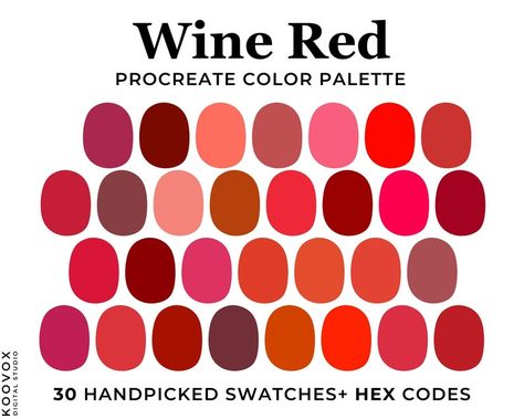 procreate color palette with hex codes. Red Color Palette for Procreate, Shades of Red, Hex Codes, Procreate Swatches, Procreate Palette, Monochrome Red Gradient, Color Scheme, red Color Palette for Procreate, color swatches, marroon color palette, lipstick red color palette Red Hex Codes, Procreate Etsy, Color Palette For Procreate, Procreate Palette, Sunset Color Palette, Red Color Palette, Procreate Color Palette, Red Gradient, Hex Color Palette