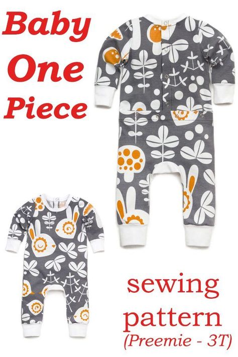 Newborn Sleeper Pattern, Infant Sleeper Pattern, Newborn Sewing Patterns Free, Free Infant Sewing Patterns, Download Free Pdf Sewing Patterns For Kids, Baby Onesie Sewing Pattern, Easy Sew Baby Clothes, Preemie Sewing Patterns, Baby Pajamas Pattern