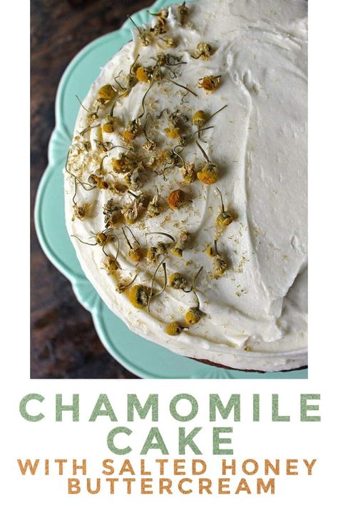 Chamomile Cake, Chamomile Recipes, Honey Buttercream, Veggie Desserts, Läcker Mat, Eclairs, Food Cakes, Tea Recipes, Let Them Eat Cake