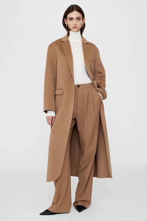 Camel Coat, Anine Bing, Leather Trousers, Cashmere Coat, Menswear Inspired, Alpaca Wool, Tailored Trousers, Outerwear Coats, Fall Wardrobe