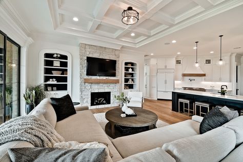 Southgate Estates Home - Transitional - Family Room - Other - by Celtic Custom Homes | Houzz Transitional Home Inspiration, White Family Room, White Family Rooms, Transitional Family Room, Family Room Addition, Room Addition, Transitional Home, Ar Build, Large Family Rooms