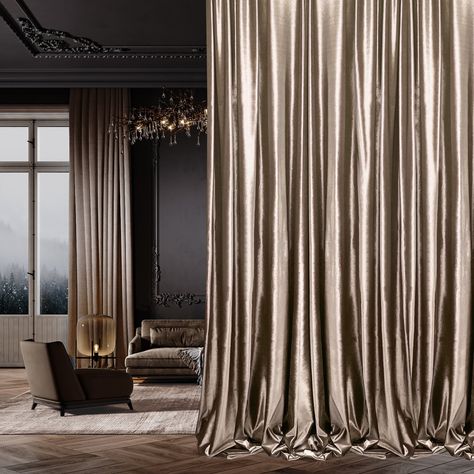 "Luxurious shiny curtains for your interior. I make these curtains exactly to the dimensions of your cornice. This fabric looks best in a proportion 2-2.5 times wider than the width of the cornice. Take this into account when calculating the total width of the curtains. To add blackout lining - https://etsy.me/3jRHcmm More curtains here - https://etsy.me/3sUOesf DETAILS: *Width: 1 panel 39\" 2 panels 39\" each 2 panels 49\" each 2 panels 59\" each 2 panels 69\" each 2 panels 79\" each 2 panels 89\" each 2 panels 99\" each 2 panels 109\" each *Lenght: From 60' to 106\". *Materials: velvet, 360 g/m2. BLACKOUT RATE: 60%. *Made to order. *Free shipping worldwide. *Please be aware that when you receive your package, your country may charge taxes on the order. Buyers are responsible for any cust