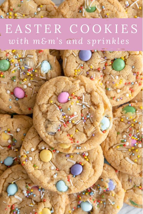 Cookies For Spring, Easter Chocolate Chip Cookies, Baking Store, Cookie Base, M M Cookies, Chewy Cookies, Easter Desserts Recipes, Cookie Spread, Spring Cookies