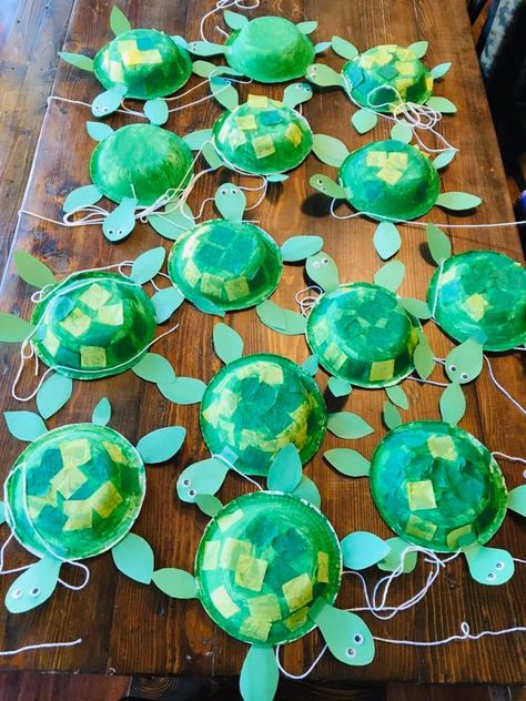 Turtle Paper Craft, Under The Sea Crafts, Turtle Crafts, Pet Turtle, Sea Crafts, Vbs Crafts, Ocean Crafts, Daycare Crafts, Diy Yard