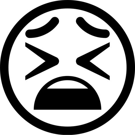 Tired Face A face with scrunched, ><-shaped eyes, furrowed eyebrows, and a broad, open frown, as if yawning in exhaustion or groaning in exasperation. Usually shown with upper teeth and sometimes tongue. Furrowed Eyebrows, Tired Face, Angry Face, Graphic Image, A Face, Etching, Eyebrows, Quick Saves