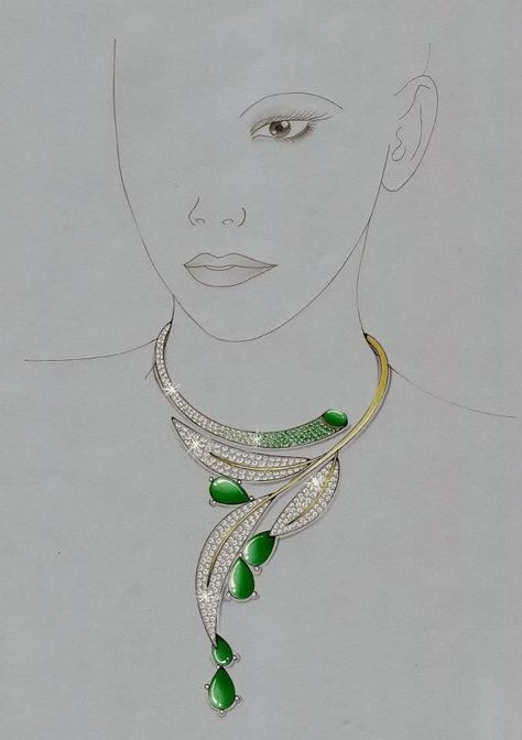 Jewel Drawing, Hacks Makeup, Jewelry Rendering, Creative Necklace, Art Jewelry Design, Jewellery Design Sketches, Jewelry Illustration, Jewelry Design Drawing, Ankle Jewelry