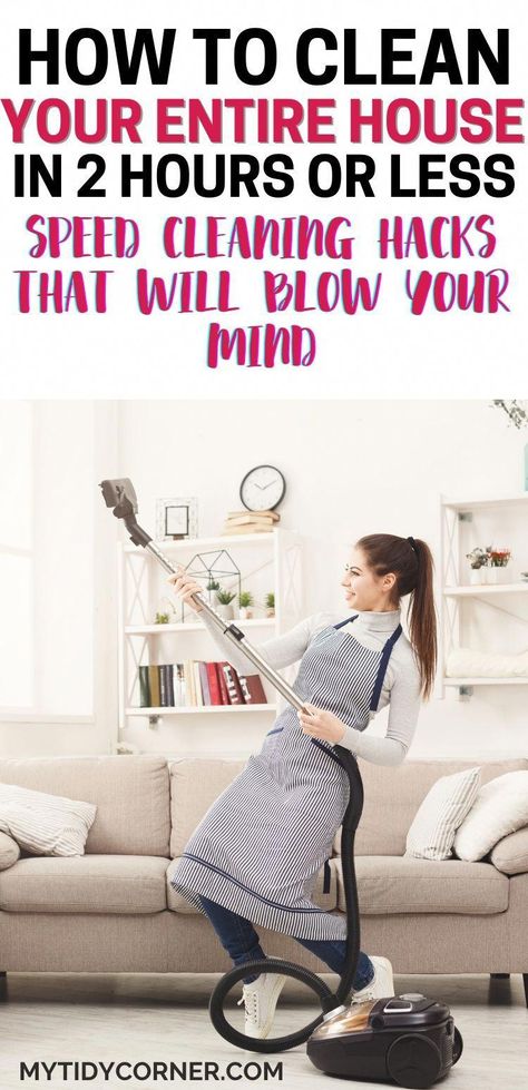 Find out how to clean your house in 2 hours or less. This is a step-by-step guide plus speed cleaning tips to help make the task easier! Easy House Cleaning, Deep Cleaning House, Deep Cleaning Hacks, Clean My House, Clean Your House, Clean Cleaning, Easy Cleaning Hacks, Excel Formula, House Cleaning Checklist