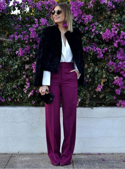 Light Pink Pants, Color Blocking Outfits, Color Combinations For Clothes, Cool Winter, Outfit Pink, Purple Pants, Deep Winter, Mode Boho, Mode Chic