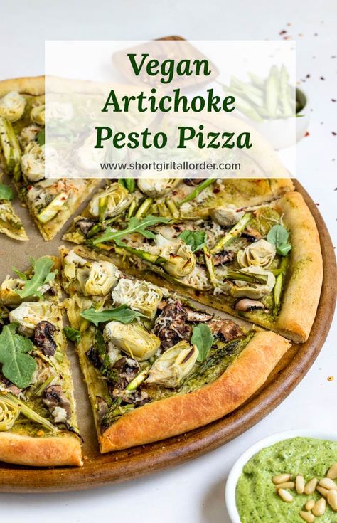 Vegan Artichoke, Artichoke Pesto, Pesto Pizza Recipe, Pizza Vegana, Vegan Pizza Recipe, Pesto Pizza, Vegan Pesto, Vegan Pizza, Pizza Night