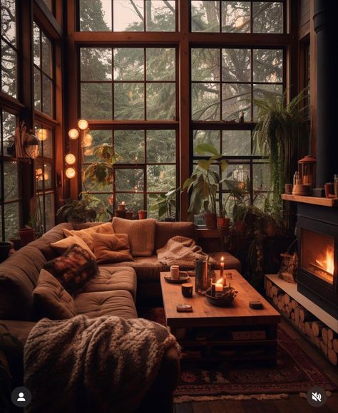 Modern Comfy Living Room Ideas, Cozy Living Room Inspiration, Green Houses, Living Room Goals, Cottage Living Rooms, Hygge Decor, Air Bnb, Modern Mountain, Winterthur