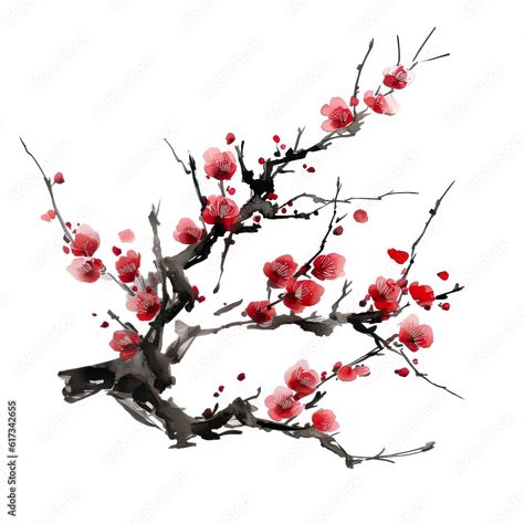 Traditional ink painting style sakura tree branches, Beautiful red cherry blossom, spring flowers, generated ai. Stock Illustration | Adobe Stock Red Cherry Blossom, Traditional Ink, Sakura Tree, Red Cherry, Ink Painting, Painting Style, Tree Branches, Spring Flowers, Adobe Stock