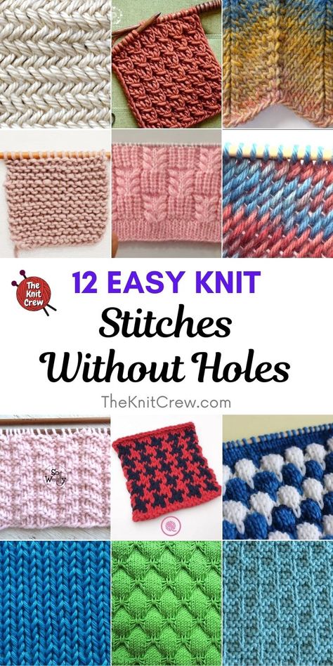 12 Easy Knit Stitches Without Holes. Easy Stitches Without Holes Knitting Patterns curated by The Knit Crew. Knit Stitch Patterns Free, Textured Knitting, Butterfly Stitches, Knitting Stitches Tutorial, Chevron Stitch, Easy Crochet Stitches, Knit Stitches, Herringbone Stitch, Easy Knit