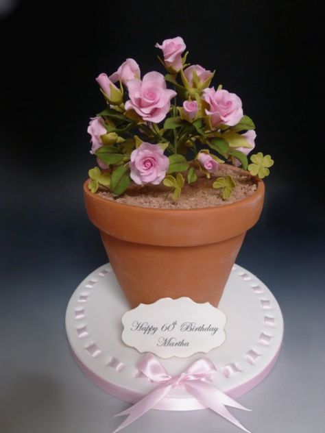 Flower Pot Cake, Pot Cakes, Beyond Imagination, Cake Central, 3d Cake, 80th Birthday Party, Flower Cookies, Cute Birthday Cakes, Floral Cake