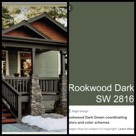 Dark Green And Brown House Exterior, Green House Exterior Paint Colors, Green Outside House Colors, Green Metal House Exterior, Dark Brown Siding House Color Schemes, Best Exterior Green Paint Colors, Olive Green House Exterior Black Trim, Olive Green Board And Batten Exterior, Craftsman Green Exterior