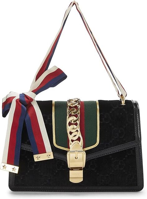 Amazon.com: Gucci, Pre-Loved Black GG Velvet Sylvie Shoulder Bag, Black : Luxury Stores Timeless Fashion Pieces, Bag Boutique, Black Luxury, Luxury Bag, Modern Trend, Shoulder Bag Black, Chic Handbags, Boutique Brands, Luxury Store