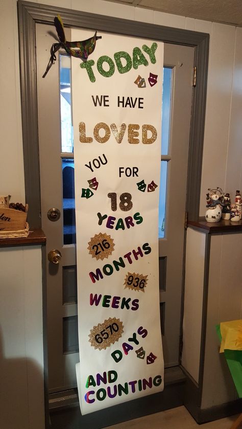 18th Birthday sign for my son 18th Birthday Ideas For Boys, 18th Birthday Gifts For Boys, 18th Party Ideas, Gifts For 18th Birthday, Boy 16th Birthday, 21st Birthday Sign, Birthday Morning, 18th Birthday Decorations, Birthday Traditions